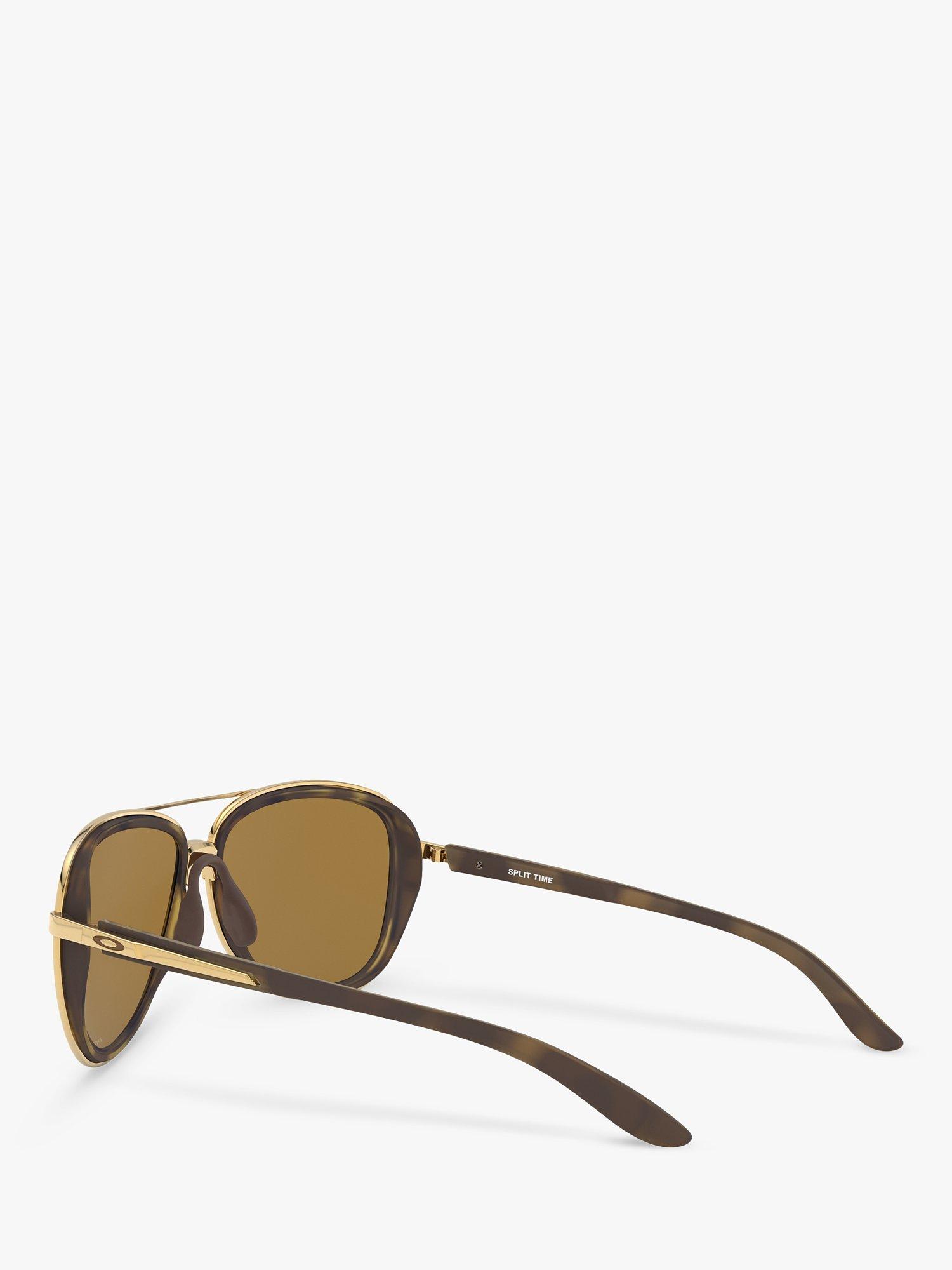 Product image 5 of 8, which shows Oakley OO4129 Women's Split Time Polarised Aviator Sunglasses, Havana/Orange