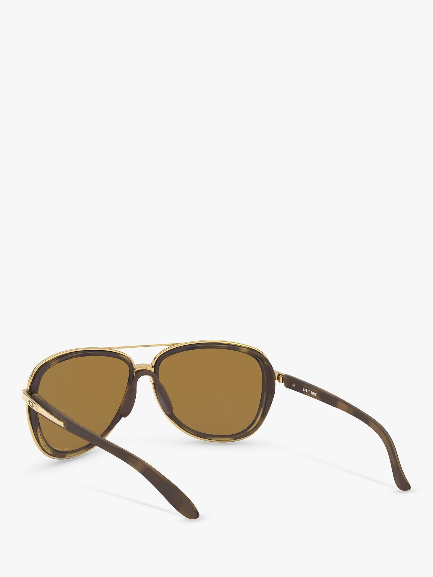 Product image 6 of 8, which shows Oakley OO4129 Women's Split Time Polarised Aviator Sunglasses, Havana/Orange