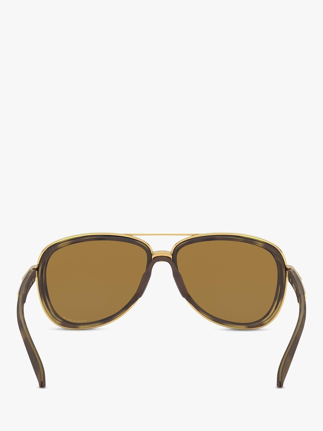 Product image 7 of 8, which shows Oakley OO4129 Women's Split Time Polarised Aviator Sunglasses, Havana/Orange