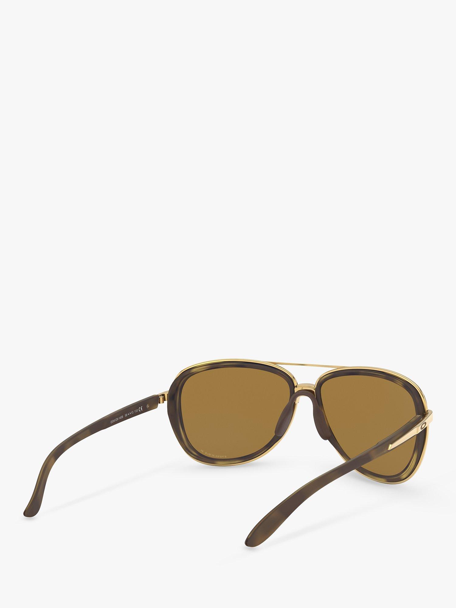 Product image 8 of 8, which shows Oakley OO4129 Women's Split Time Polarised Aviator Sunglasses, Havana/Orange