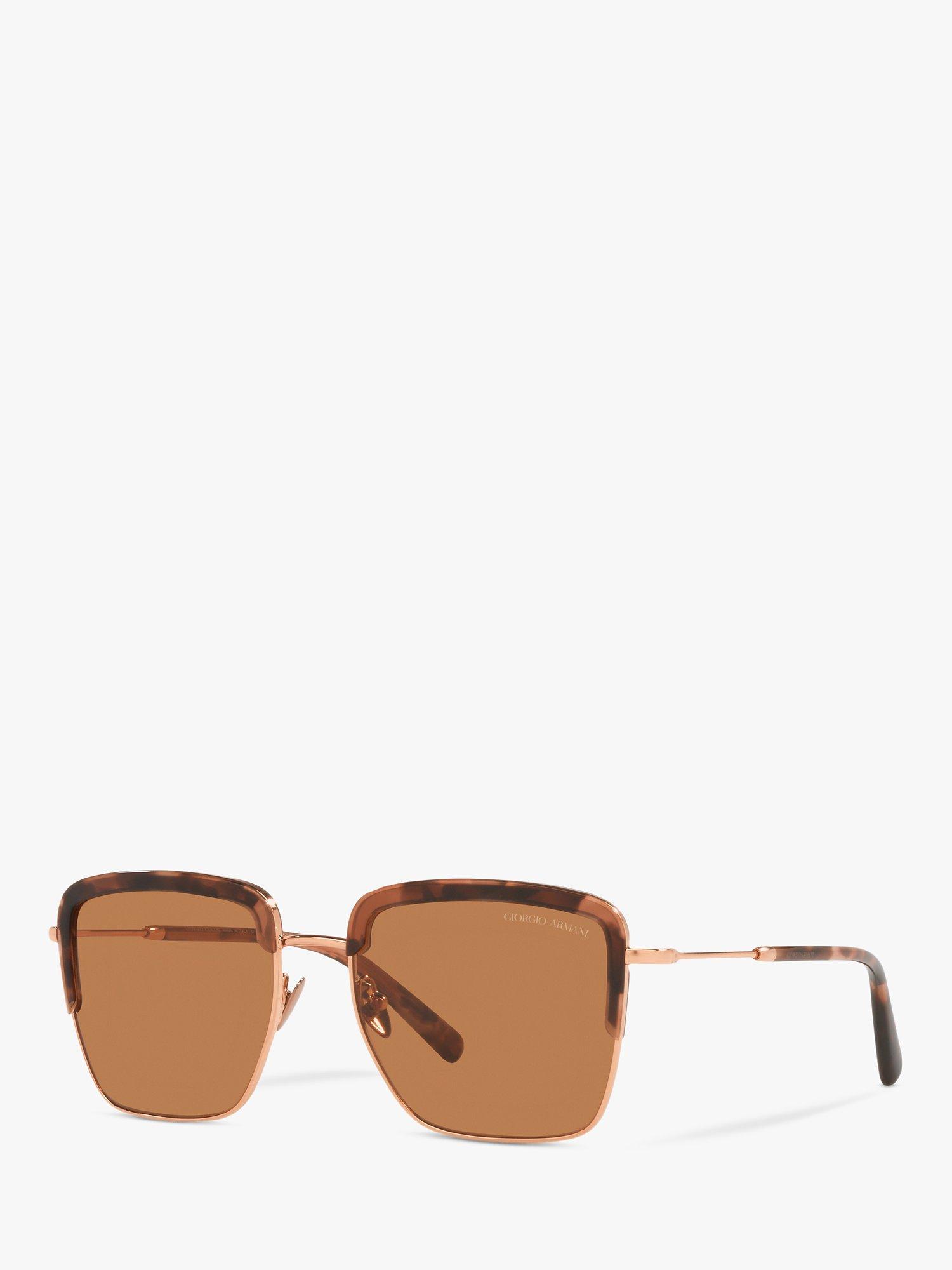 Emporio Armani AR6126 Women's Square Sunglasses, Rose Gold Tortoise/Brown
