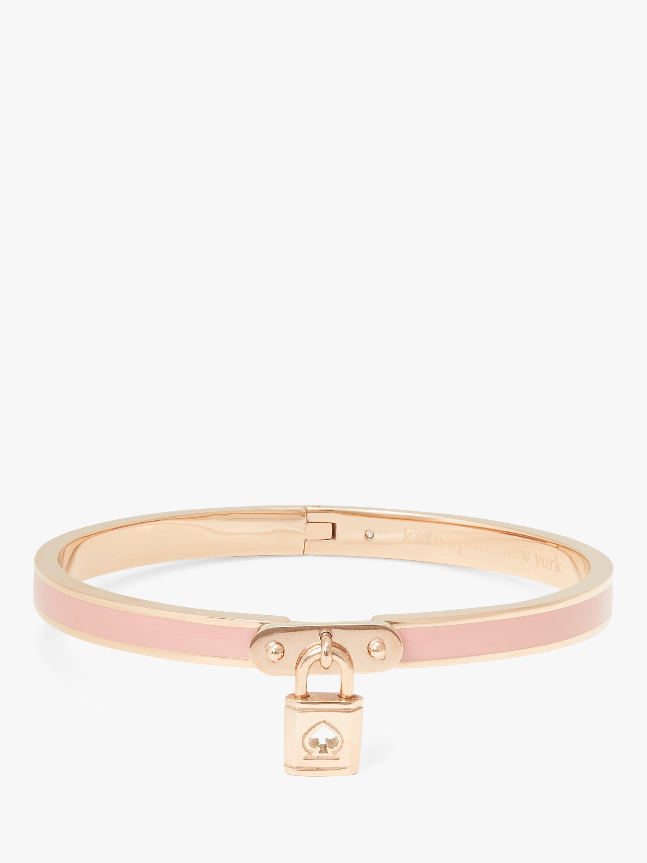 Product image 1 of 2, which shows kate spade new york Resin Lock Charm Bangle, Gold/Blush