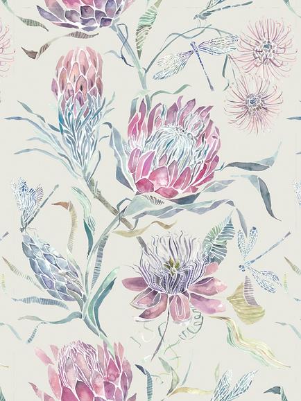 Voyage Moorehaven Furnishing Fabric, Loganberry Parchment
