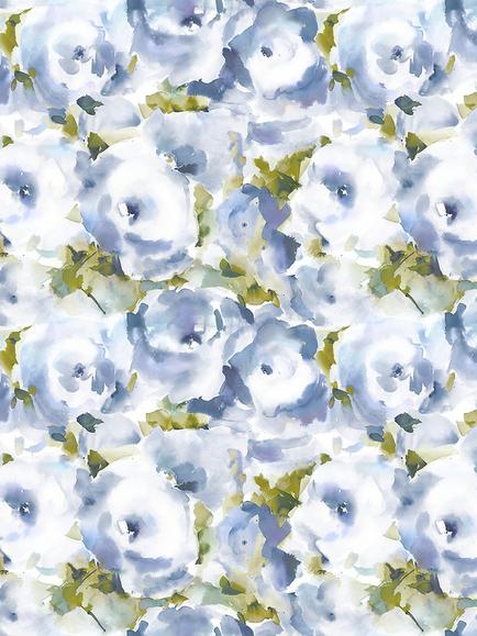 Voyage Rosa Furnishing Fabric - view 2, Bluebell