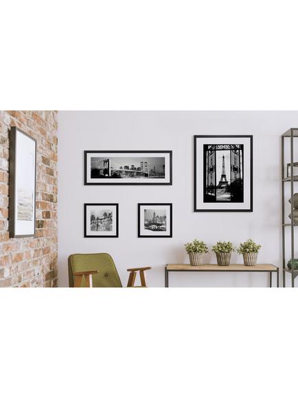 Brookpace Lascelles 'New York Skyline At Night' Framed Print & Mount, 38 x 101cm, Black/White - view 2, Black/White