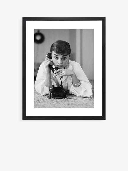 Brookpace Lascelles Audrey Hepburn Framed Photographic Print & Mount, 55.5 x 45.5cm, Black/White, Black/White