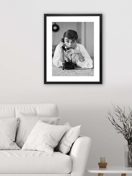 Brookpace Lascelles Audrey Hepburn Framed Photographic Print & Mount, 55.5 x 45.5cm, Black/White - view 2, Black/White