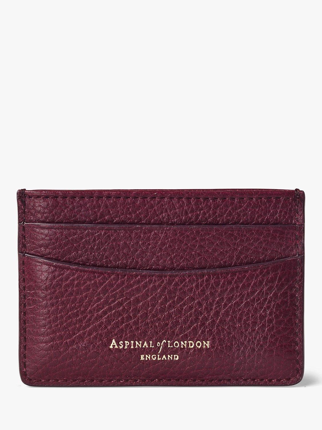 Aspinal of London Pebble Leather Slim Credit Card Case, Burgundy