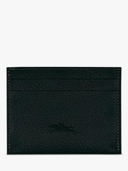 Longchamp Le Foulonné Leather Card Holder - view 2, Black