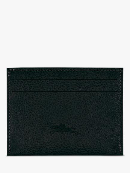 Longchamp Le Foulonné Leather Card Holder - view 2, Black