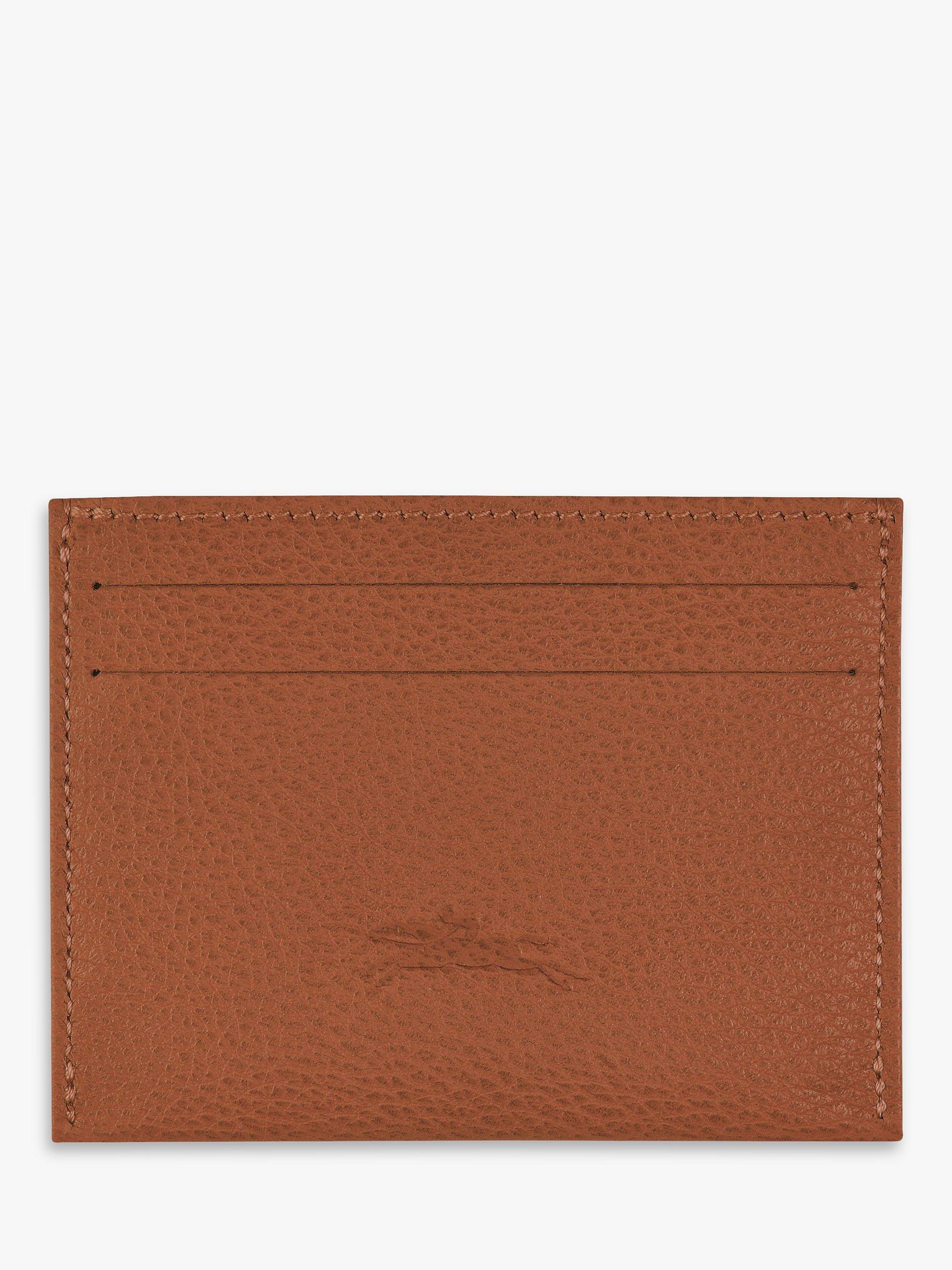 Product image 2 of 2, which shows Longchamp Le Foulonné Leather Card Holder, Caramel