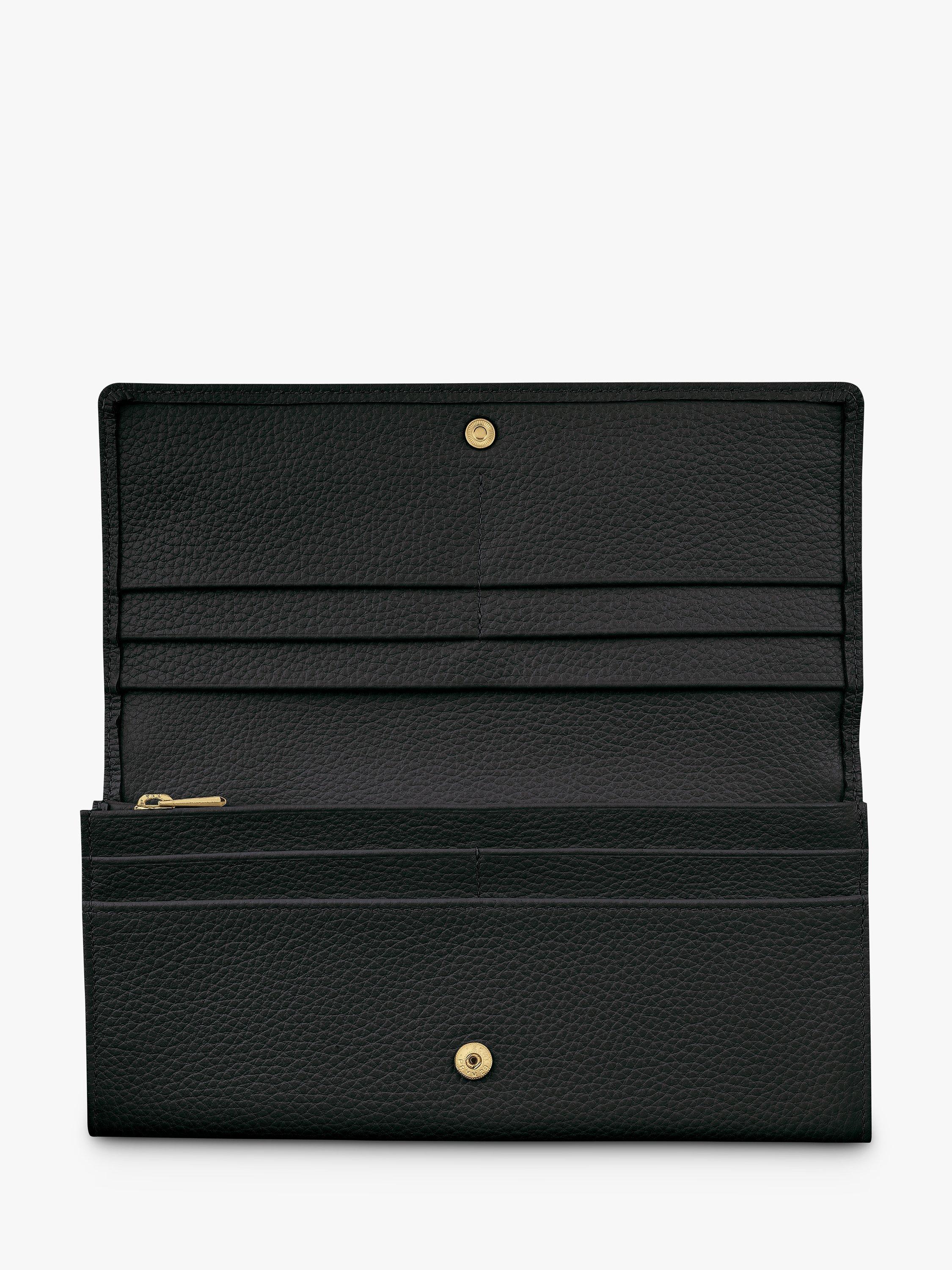 Product image 2 of 2, which shows Longchamp Le Foulonné Continental Leather Wallet, Black