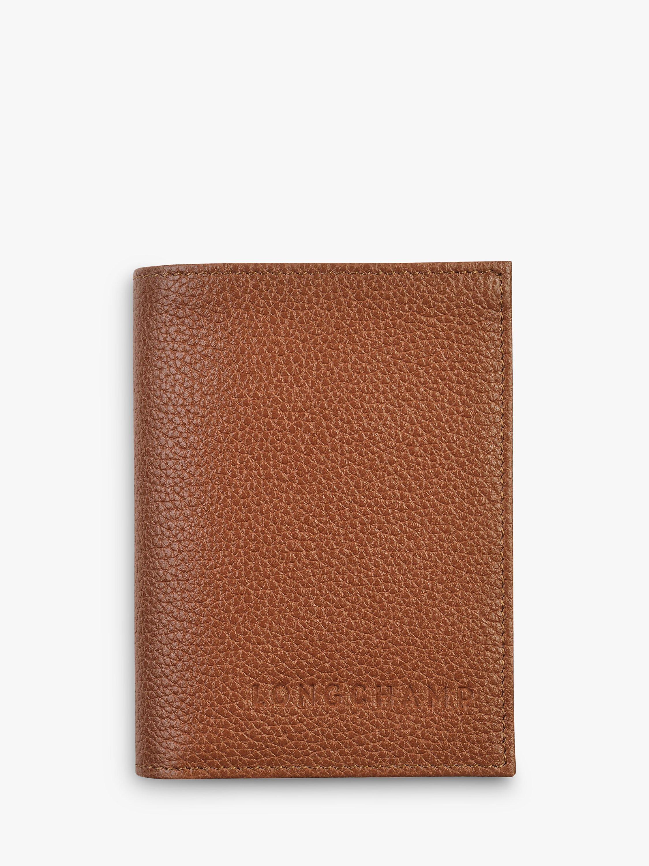 Longchamp Le Foulonné Leather Bi-Fold Card Holder, Caramel