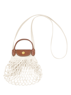 Longchamp Le Pliage Filet Mini Top Handle Mesh Bag, Ecru