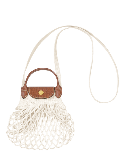 Longchamp Le Pliage Filet Mini Top Handle Mesh Bag, Ecru