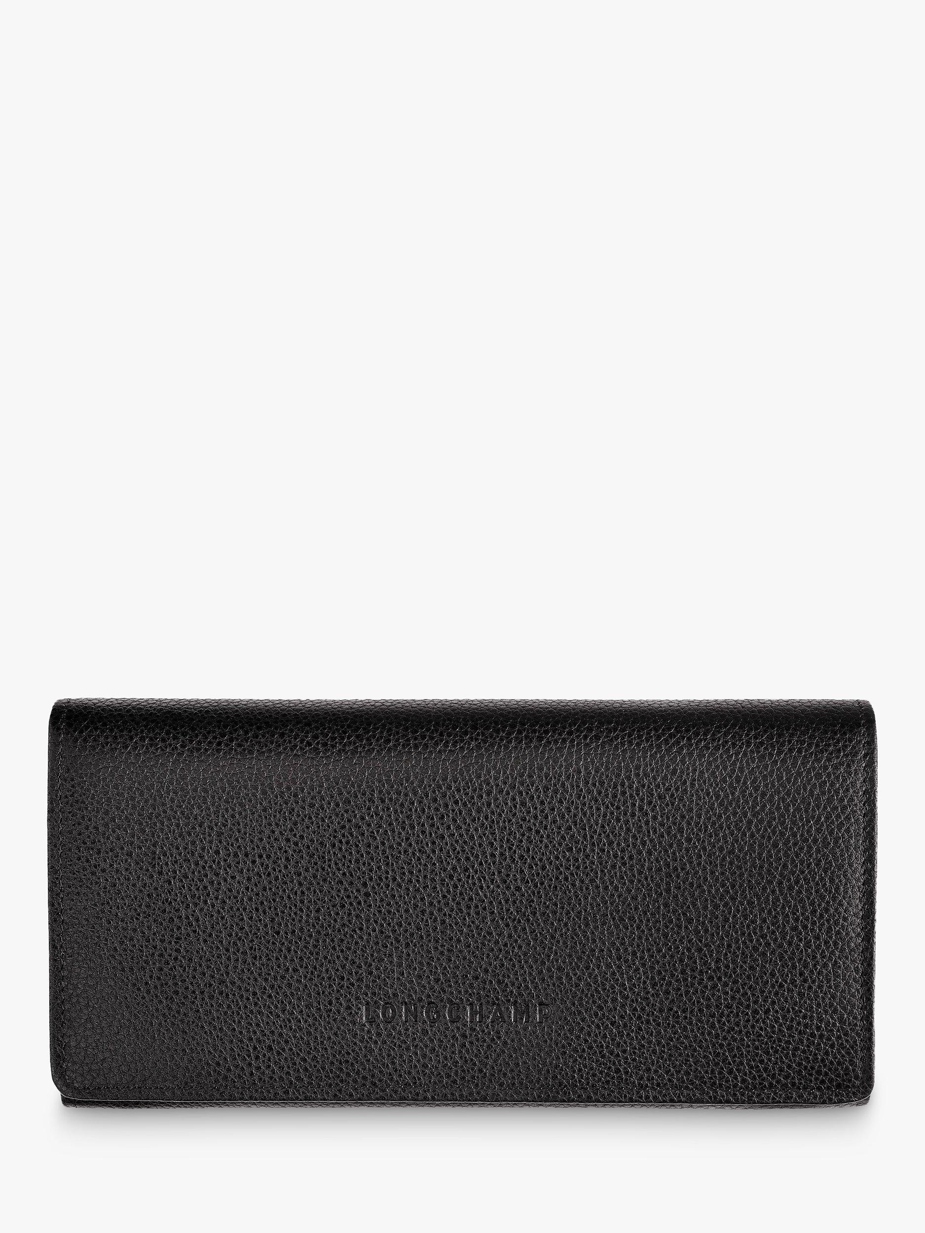 Longchamp Le Foulonné Long Continental Leather Wallet, Black/Gold