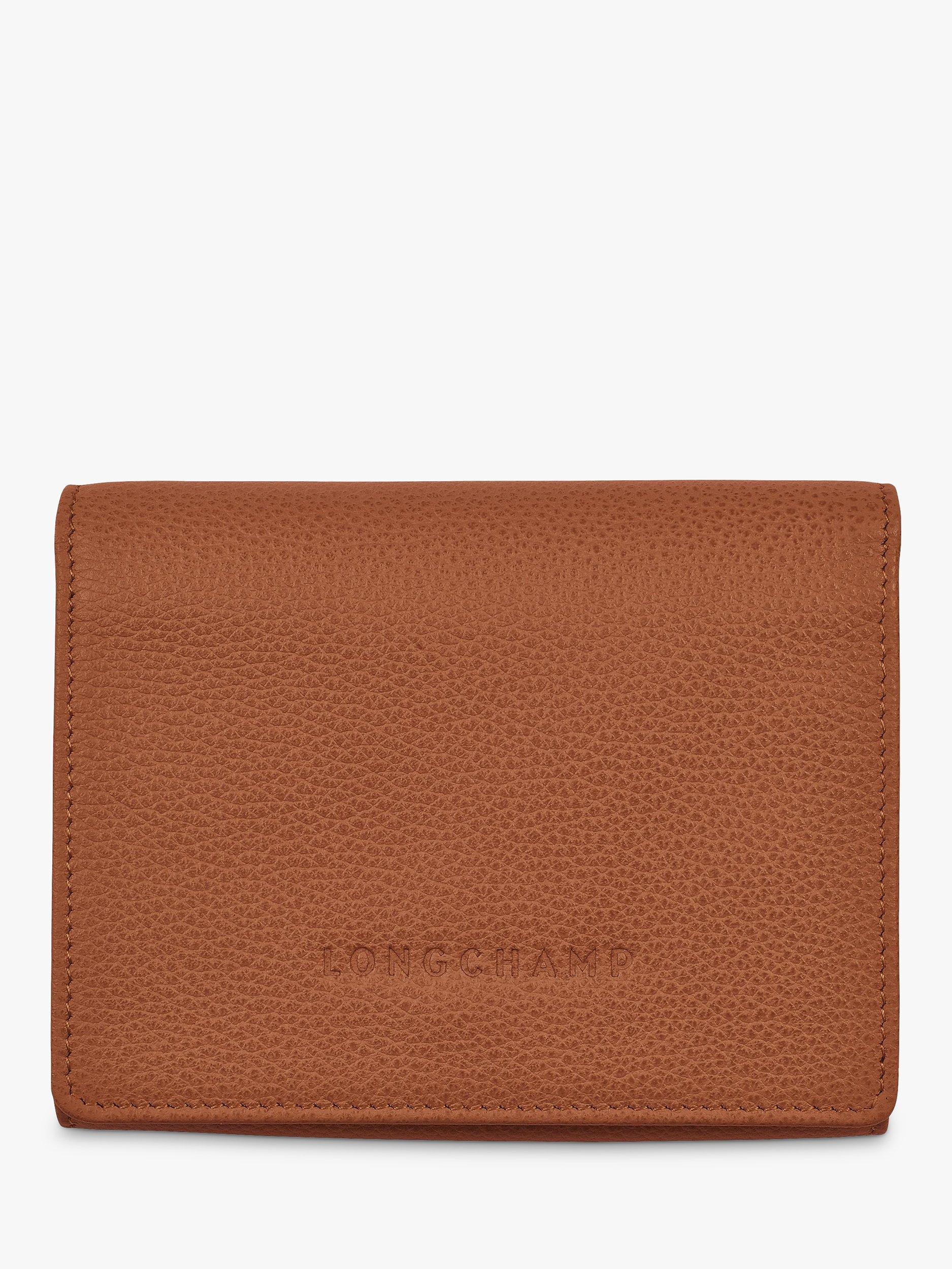 Product image 1 of 2, which shows Longchamp Le Foulonné Compact Leather Wallet, Caramel