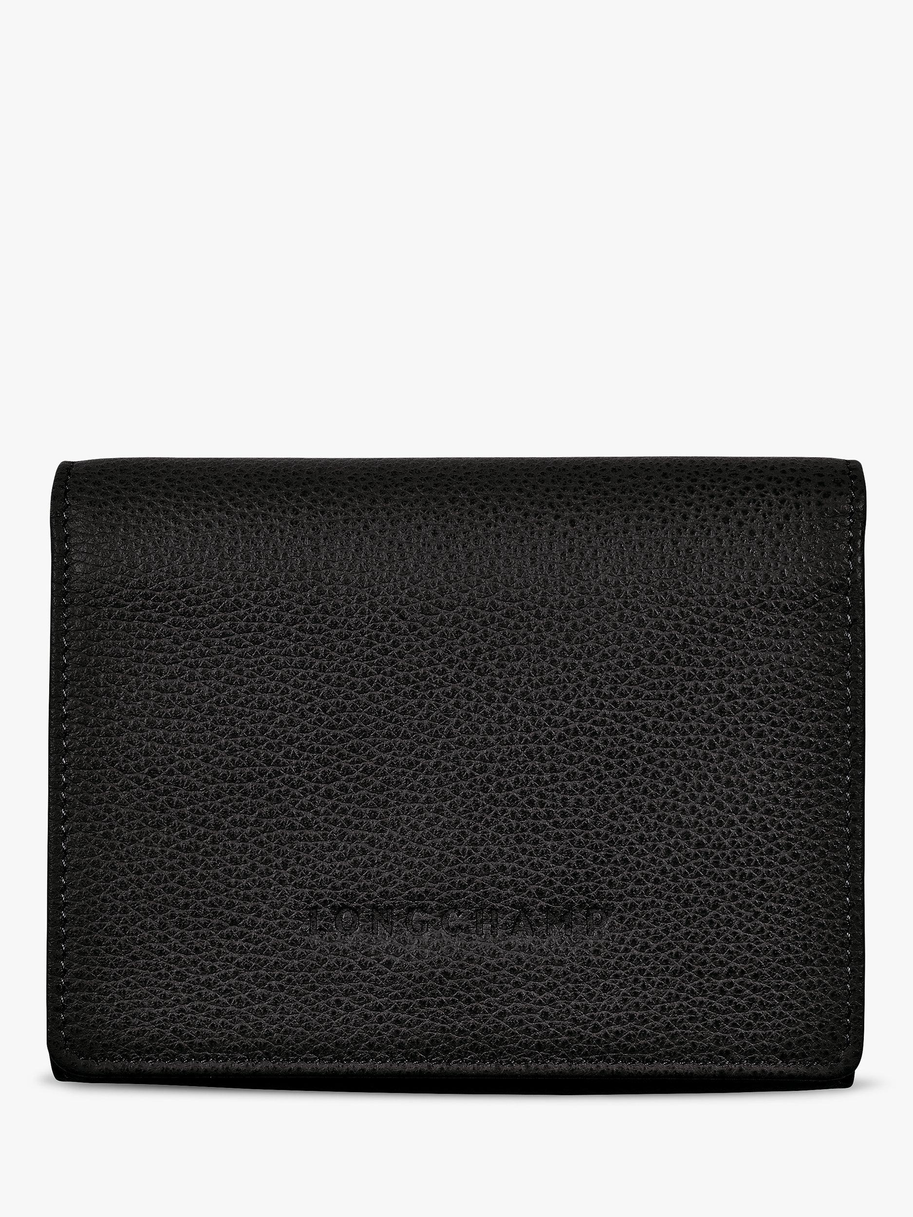 Longchamp Le Foulonné Compact Leather Wallet, Black