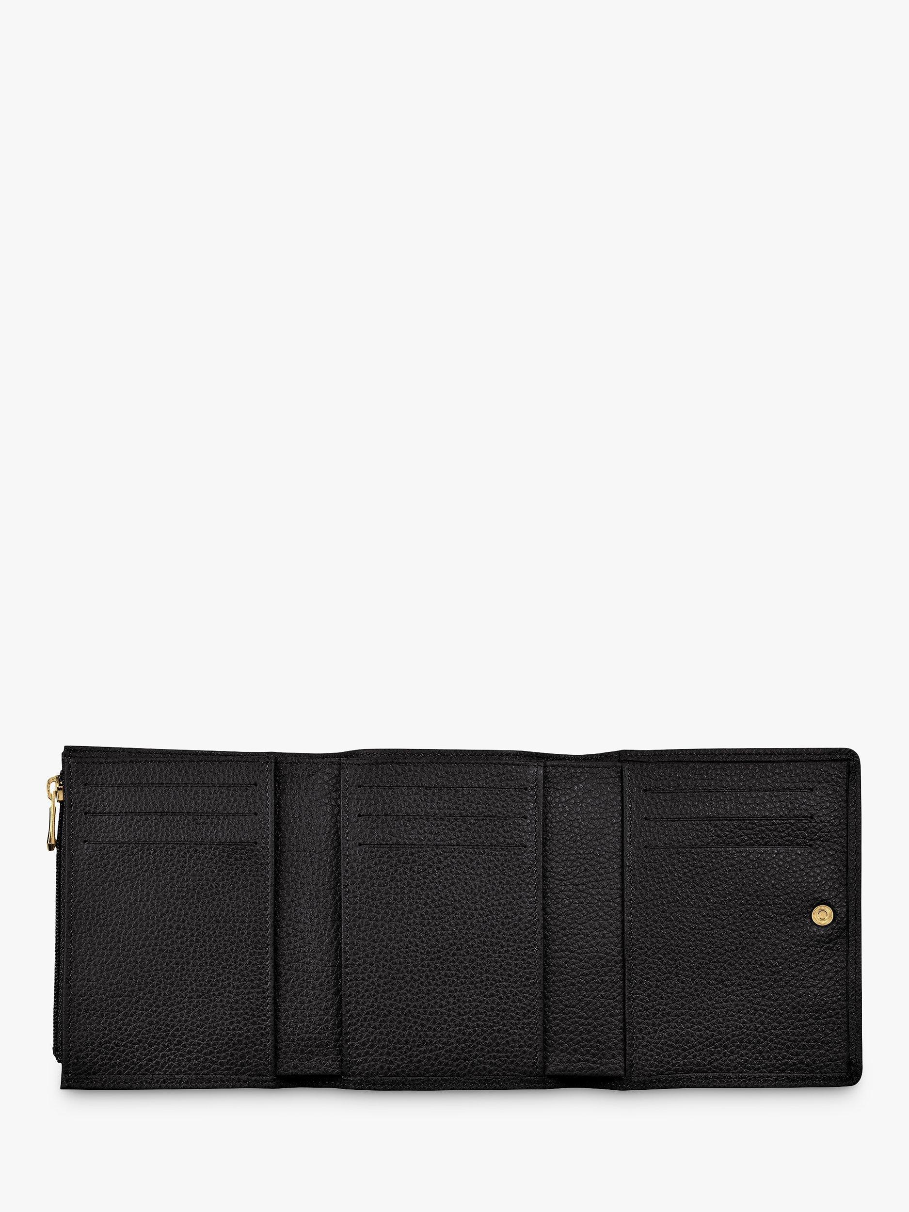 Longchamp Le Foulonné Compact Leather Wallet, Black