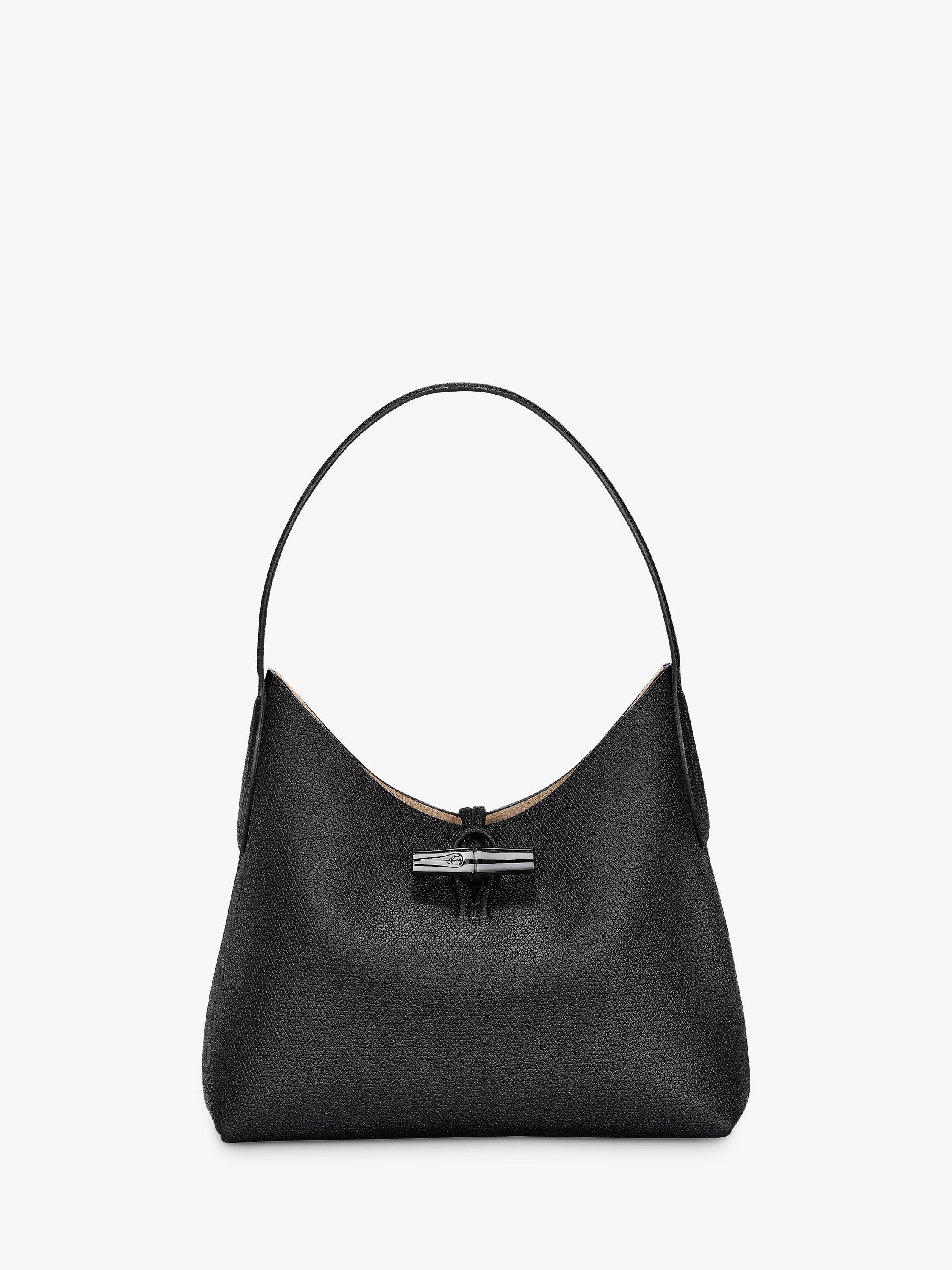 Longchamp Roseau Leather Shoulder Bag, Black