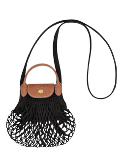 Longchamp Le Pliage Filet Mini Top Handle Mesh Bag - view 2, Black