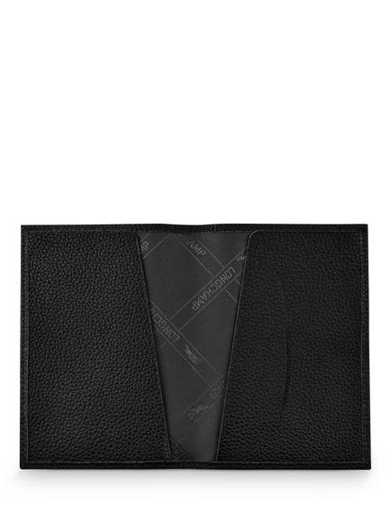 Longchamp Le Foulonné Leather Passport Cover - view 2, Black
