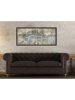 John Lewis John Rocque 1746 Antique Map of London Framed Print, 55.5 x 119.5cm, Grey/Multi - view 2, Grey/Multi