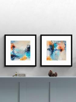 John Lewis Natasha Barnes 'Promise' Abstract Framed Print & Mount, Set of 2, 61.5 x 61.5cm, Blue/Multi - view 2, Blue/Multi