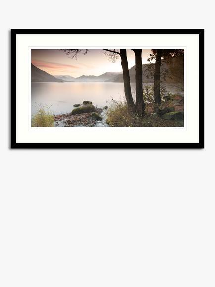 John Lewis Mike Shepherd 'Misty Lake' Framed Print & Mount, 64.5 x 104.5cm, Green/Multi, Green/Multi