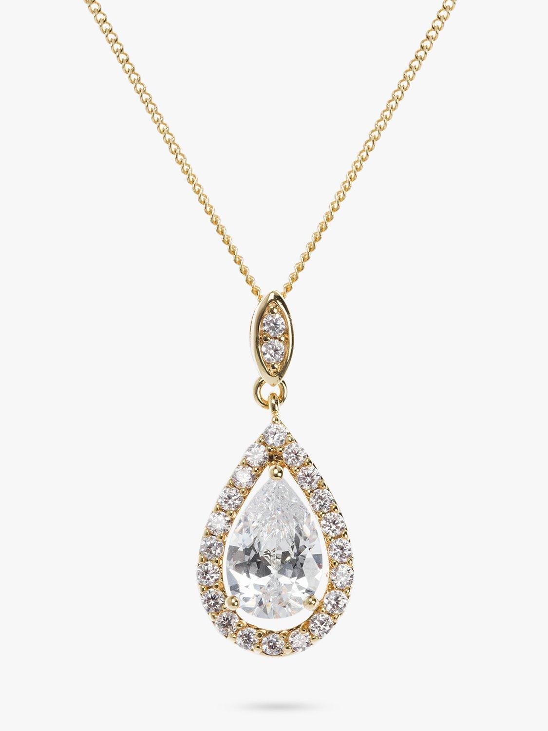 Product image 1 of 7, which shows Ivory & Co. Belmont Cubic Zirconia Pendant Necklace, Gold