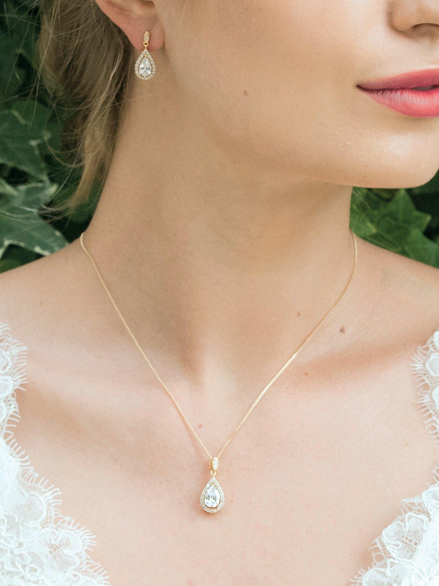 Product image 3 of 7, which shows Ivory & Co. Belmont Cubic Zirconia Pendant Necklace, Gold