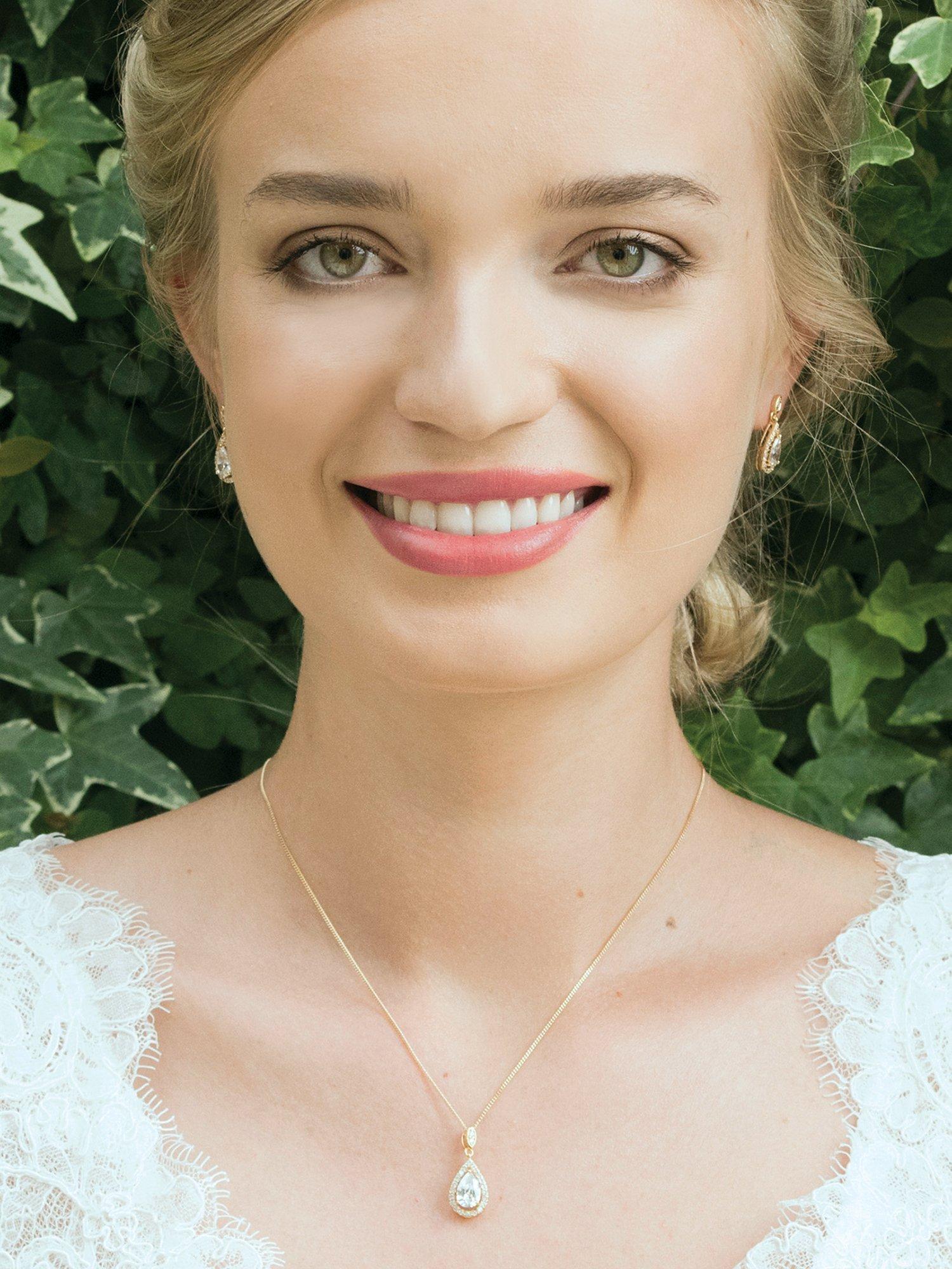 Product image 6 of 7, which shows Ivory & Co. Belmont Cubic Zirconia Pendant Necklace, Gold