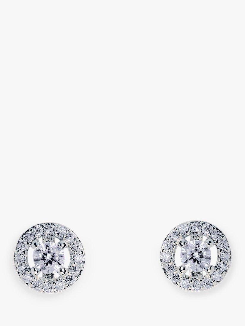 Product image 1 of 8, which shows Ivory & Co. Balmoral Round Stud Earrings, Silver