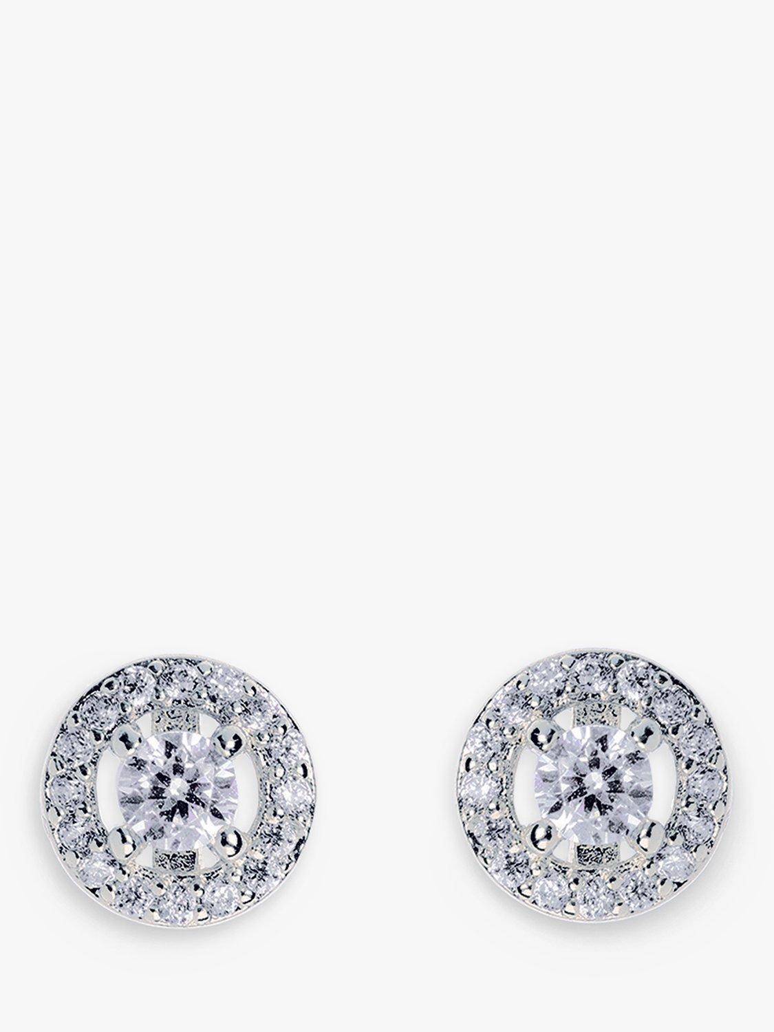 Product image 2 of 8, which shows Ivory & Co. Balmoral Round Stud Earrings, Silver