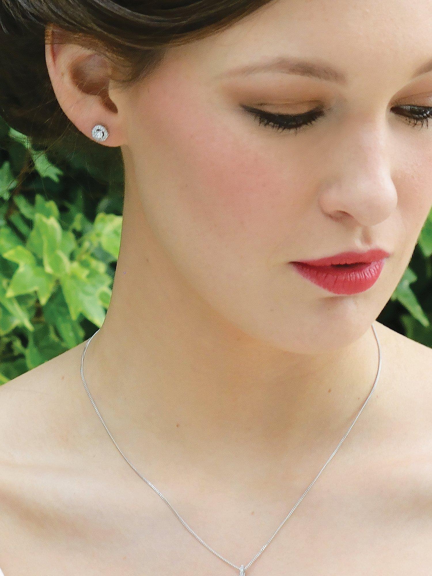 Product image 3 of 8, which shows Ivory & Co. Balmoral Round Stud Earrings, Silver