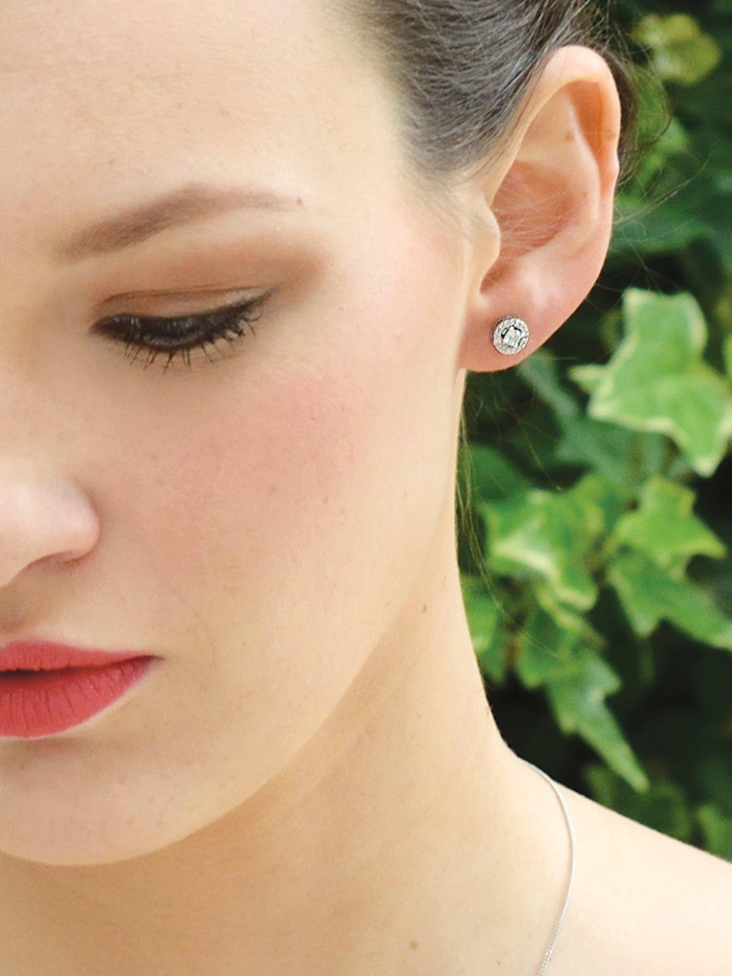 Product image 4 of 8, which shows Ivory & Co. Balmoral Round Stud Earrings, Silver