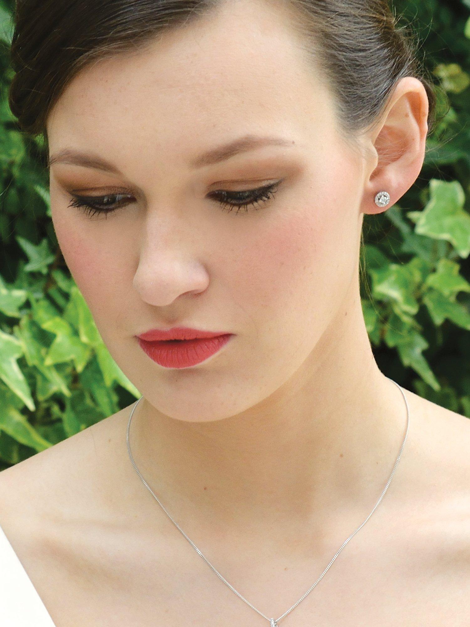 Product image 5 of 8, which shows Ivory & Co. Balmoral Round Stud Earrings, Silver