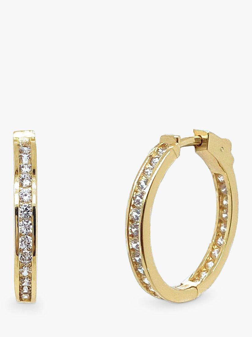 Product image 1 of 8, which shows Ivory & Co. Copenhagen Cubic Zirconia Hoop Earrings, Gold