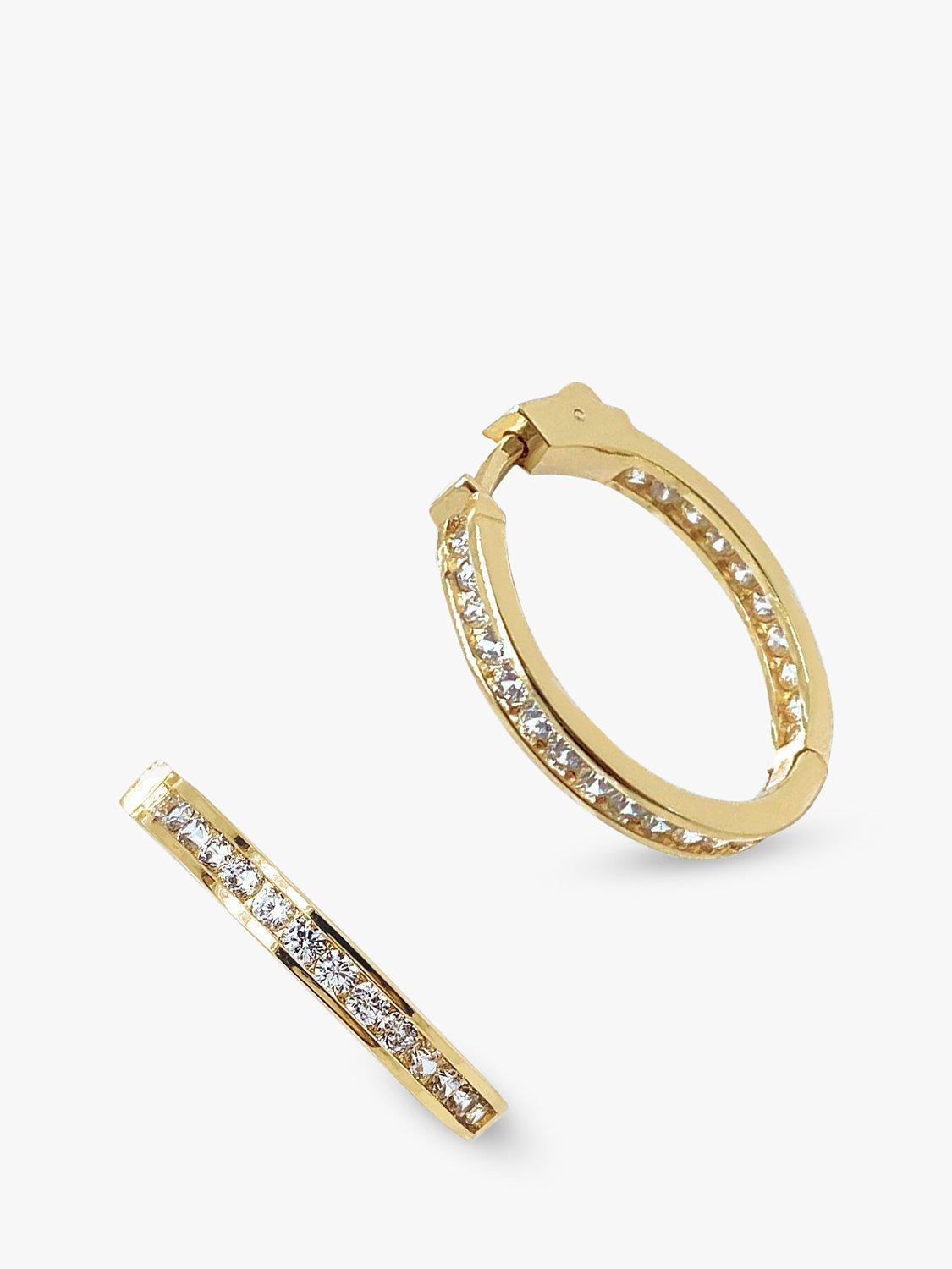 Product image 2 of 8, which shows Ivory & Co. Copenhagen Cubic Zirconia Hoop Earrings, Gold