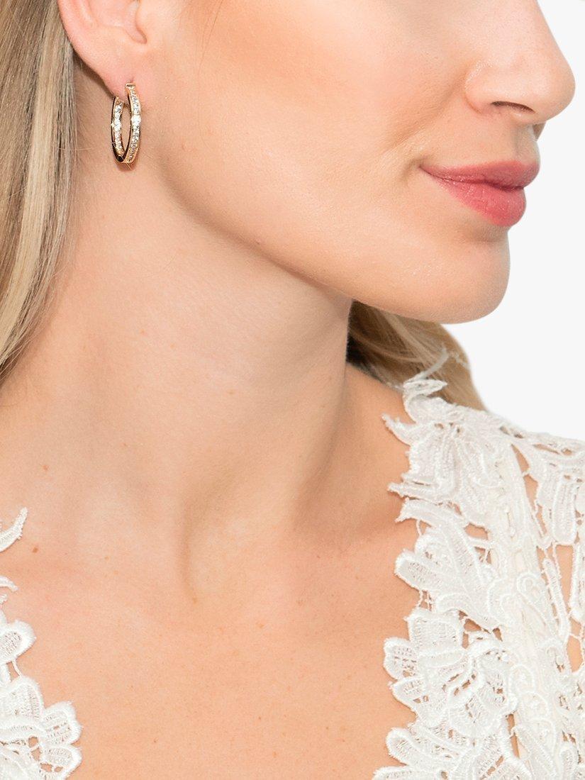 Product image 6 of 8, which shows Ivory & Co. Copenhagen Cubic Zirconia Hoop Earrings, Gold
