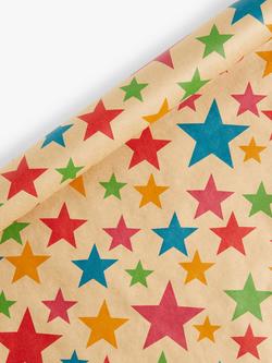 John Lewis Rainbow Stars Kraft Wrapping Paper, 5m, Multi