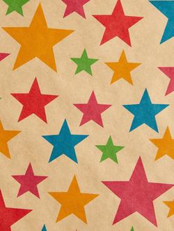 John Lewis Rainbow Stars Kraft Wrapping Paper, 5m - view 2, Multi