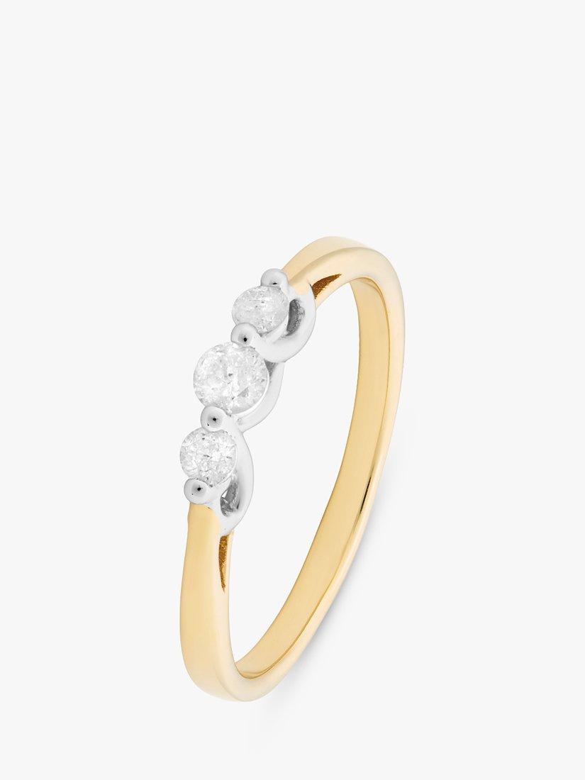 L & T Heirlooms Pre-Loved 9ct Two Tone Gold Trilogy Diamond Ring, Gold/Silver