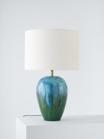 John Lewis + Matthew Williamson Reactive Glazed Ceramic Lamp Base, Blue, H39cm - view 2, Blue