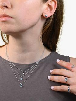 E.W Adams 18ct White Gold Aquamarine & Diamond Flower Stud Earrings, Blue - view 2, Blue