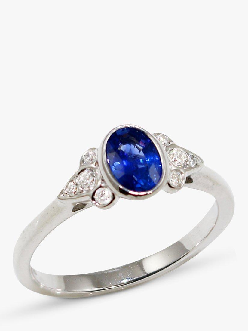 Product image 1 of 6, which shows E.W Adams 18ct White Gold Sapphire & Diamond Ring, N