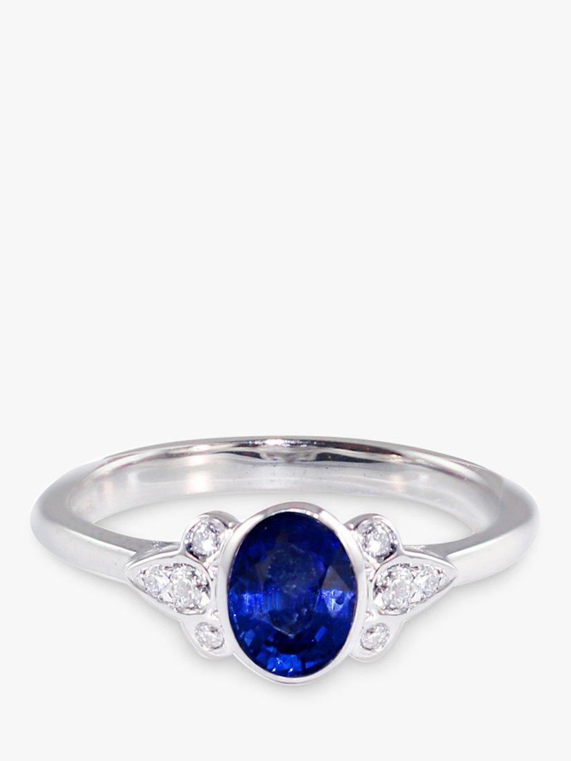 Product image 2 of 6, which shows E.W Adams 18ct White Gold Sapphire & Diamond Ring, N