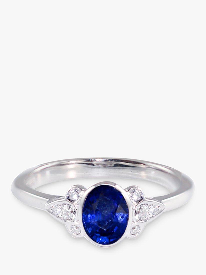 E.W Adams 18ct White Gold Sapphire & Diamond Ring, N