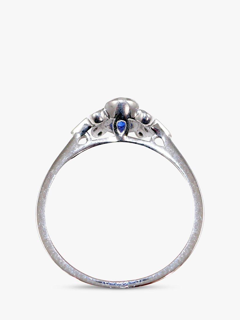 E.W Adams 18ct White Gold Sapphire & Diamond Ring, N