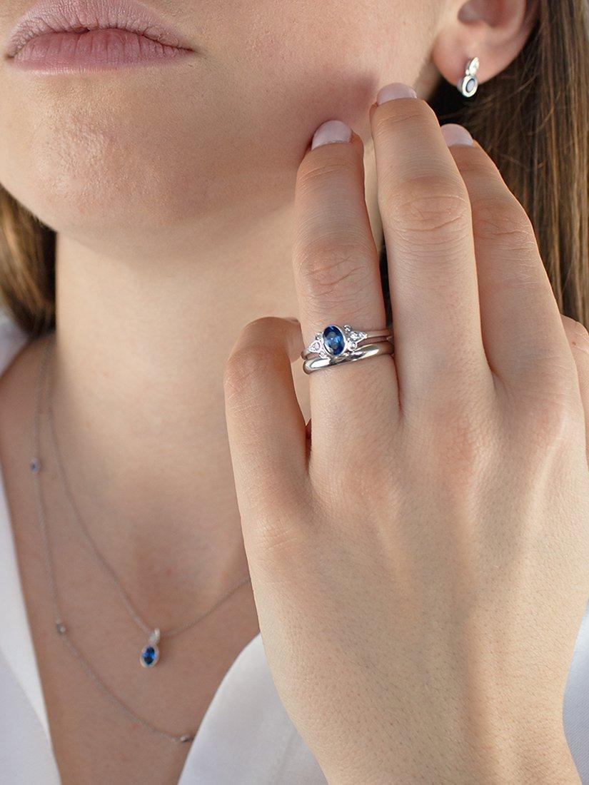 Product image 6 of 6, which shows E.W Adams 18ct White Gold Sapphire & Diamond Ring, N
